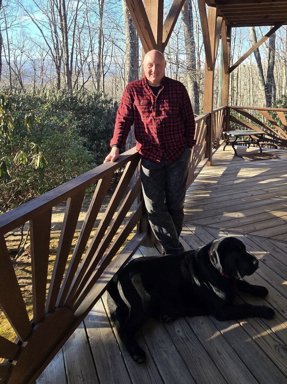 George Sutherland with Willie on the porch